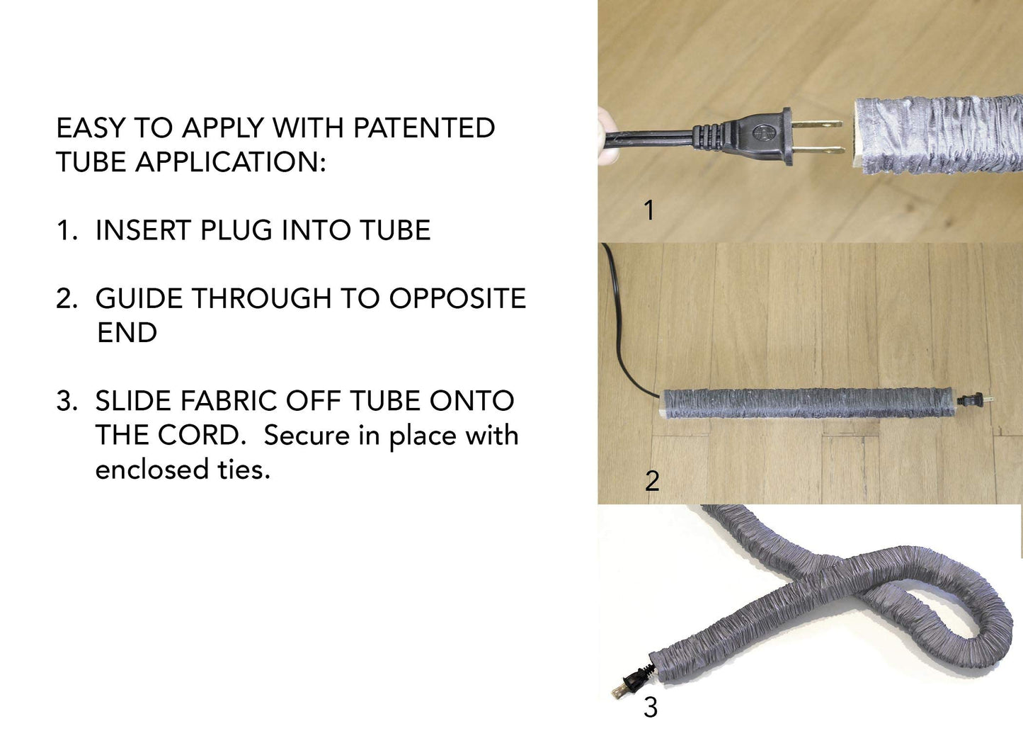 Coal Linen Lamp Cord Cover 9 ft long Black