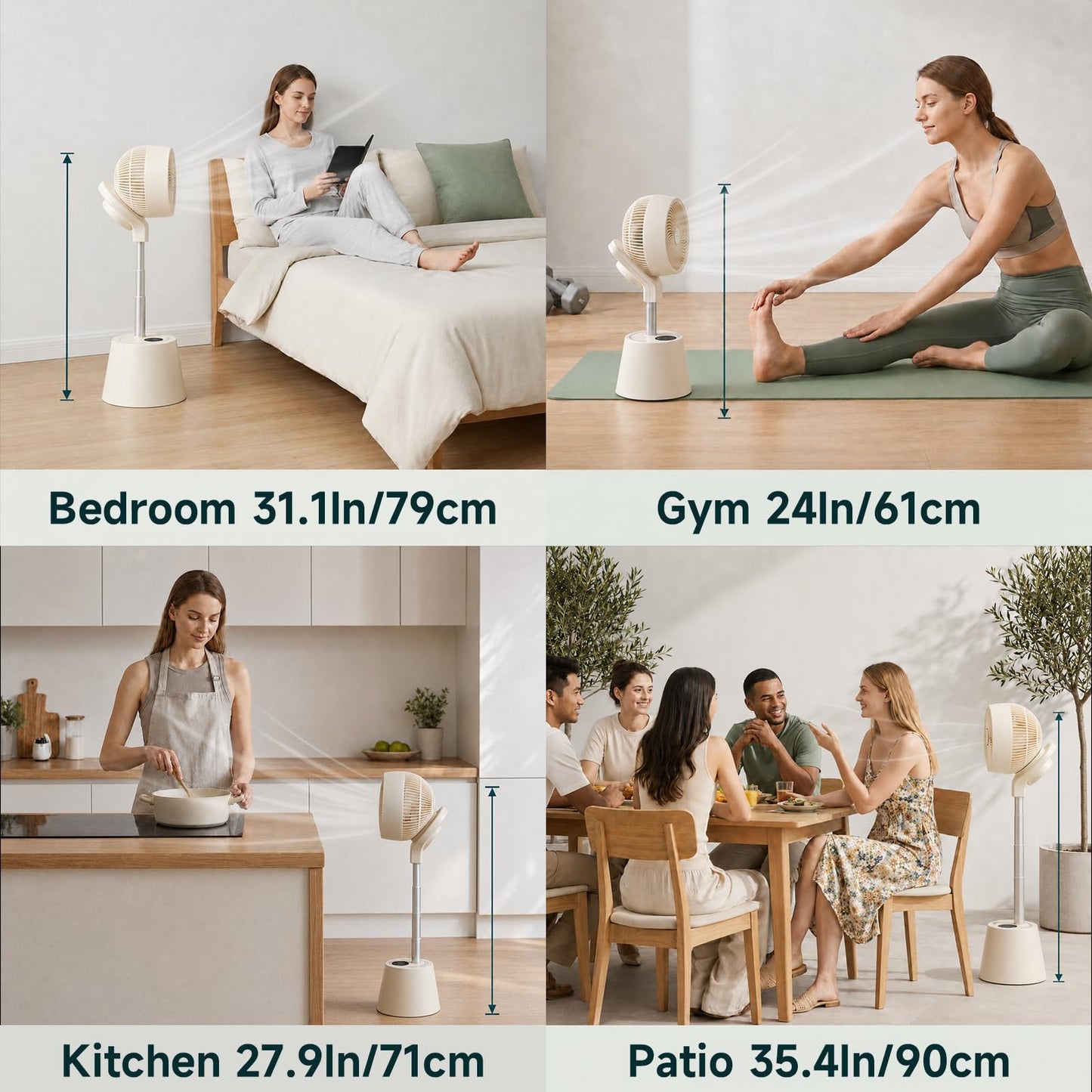 HZTzone Rechargeable Smart Pedestal Fan, 20dB Quiet 360° Oscillating Fan | DC Motor Wi-Fi App & Remote Control, 6 Speeds, 8-12Hrs Built-in Battery