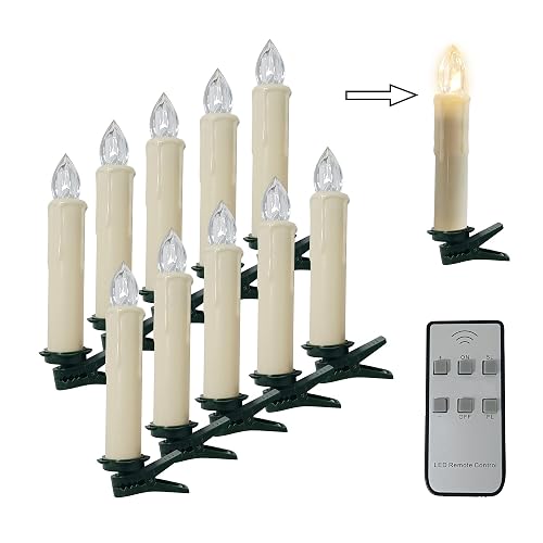 Flameless LED Taper Candles with Clips, 4” Battery Operated Window Candles with Remote Timer Mini LED Chandelier Candlesticks for Home Decor Wedding