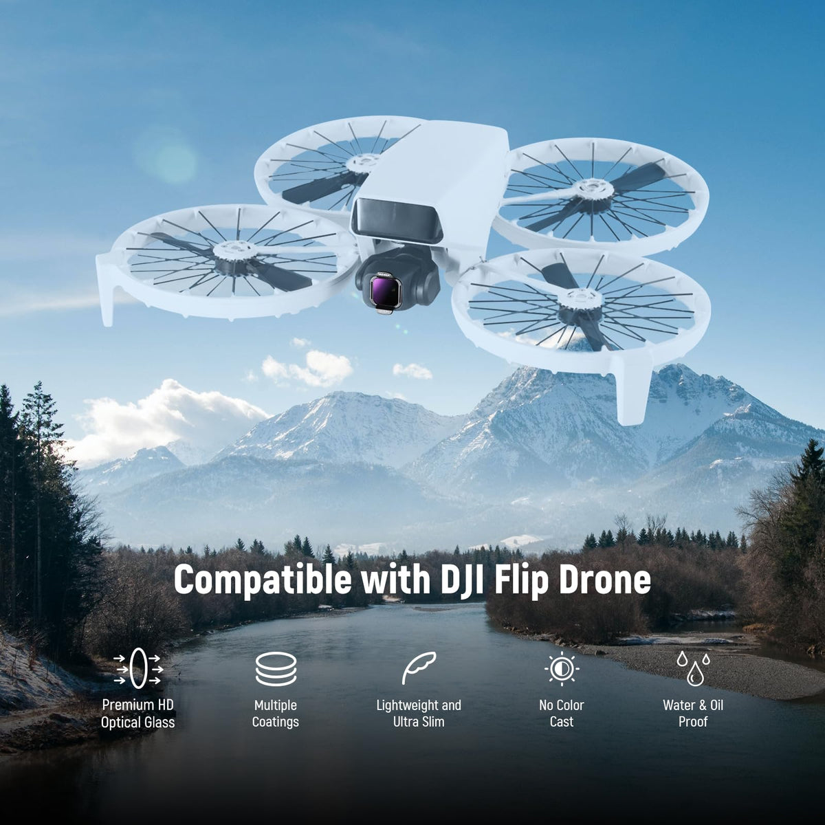 NEEWER ND/PL Filter Accessories Set Compatible with DJI Flip Drone (3 Pack), ND8/PL ND16/PL ND32/PL Snap On Multicoated HD Optical Glass Neutral