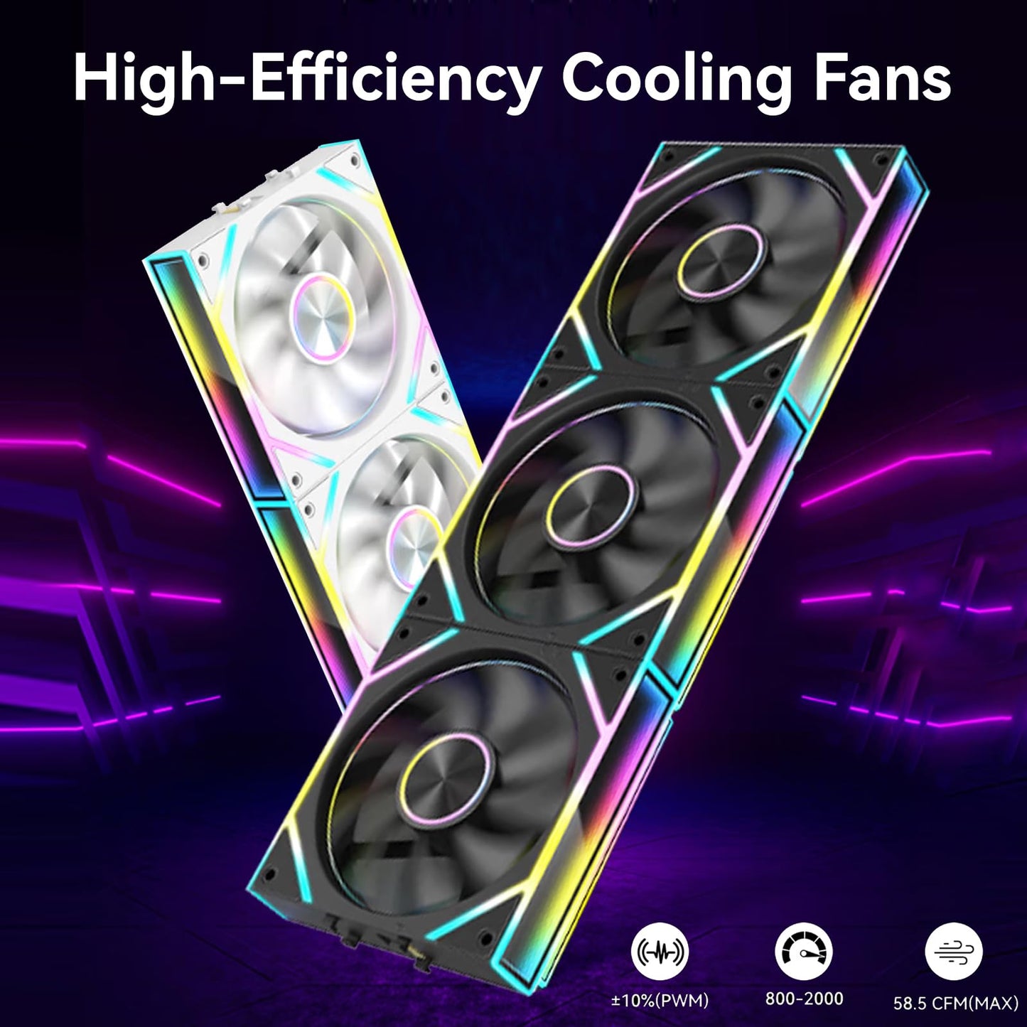 Coyoyc 3PCS ARGB Infinity Mirror Fans 120MM Case Fan 9 Blades Build Splicing Fanes Noise Silicone Pads & Hydro Bearing Forward Blade Design for Cooler