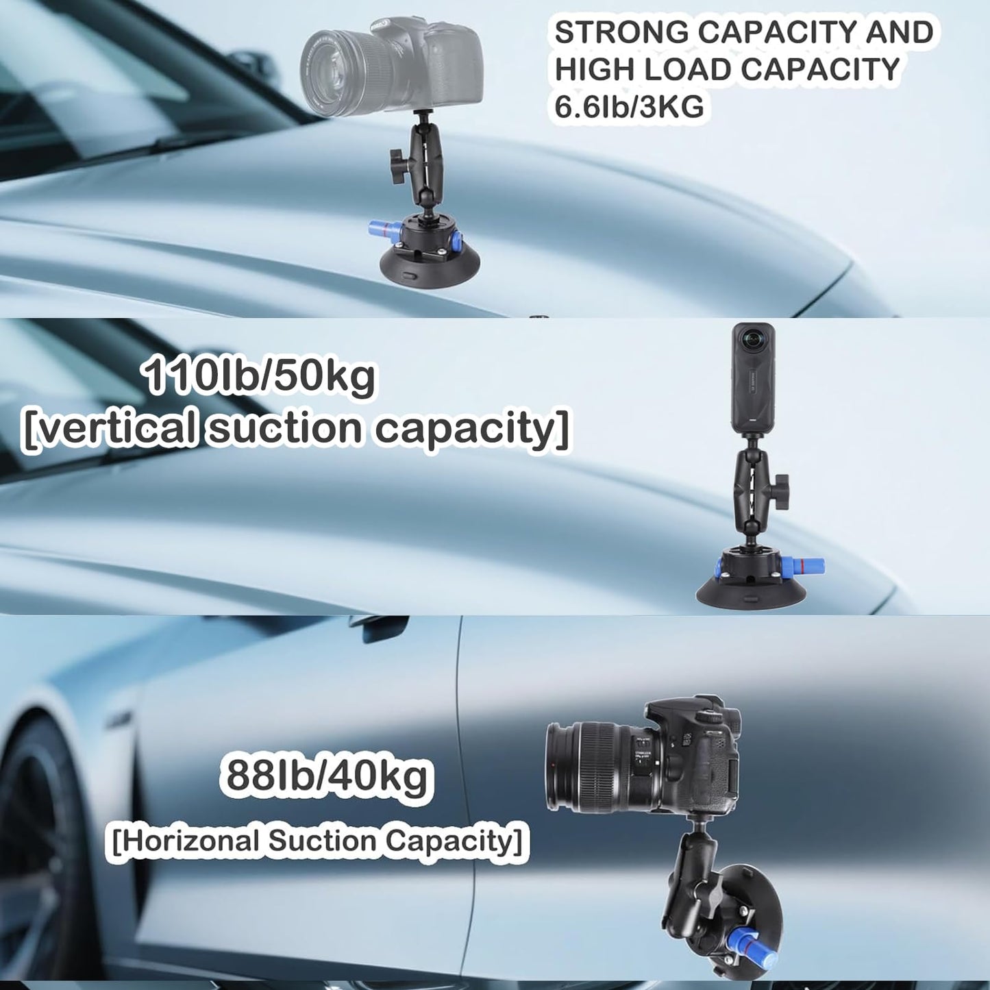 PellKing Camera Air Pump Vacuum Suction Cup Handlebar Mount Kit Compatible with Insta360 X5/X4/X3/GoPro 13/12/11/10/9,with 360° Rotation Function