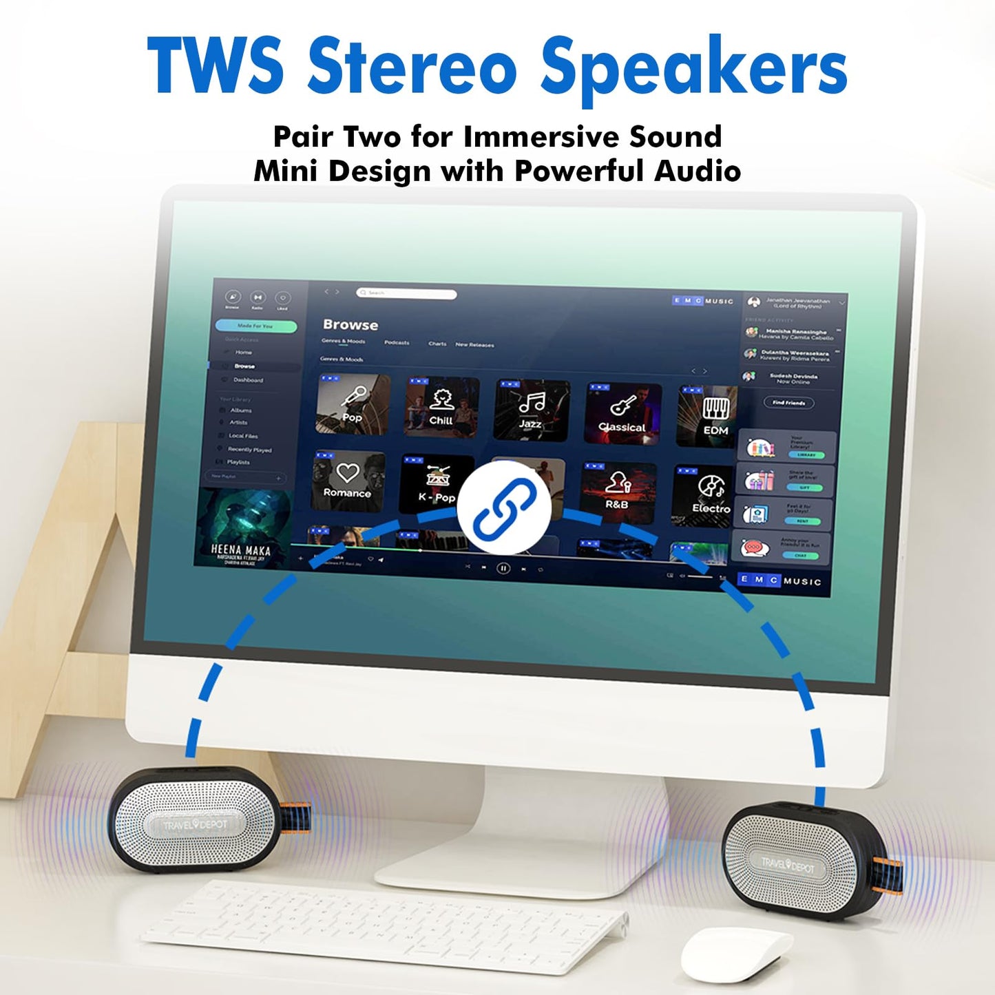 Travel Depot Magnetic Bluetooth Speaker, Wireless Portable Bluetooth Speaker for Golf Cart, IP66 Waterproof, 18H Playtime, TWS Pairing, BT5.3