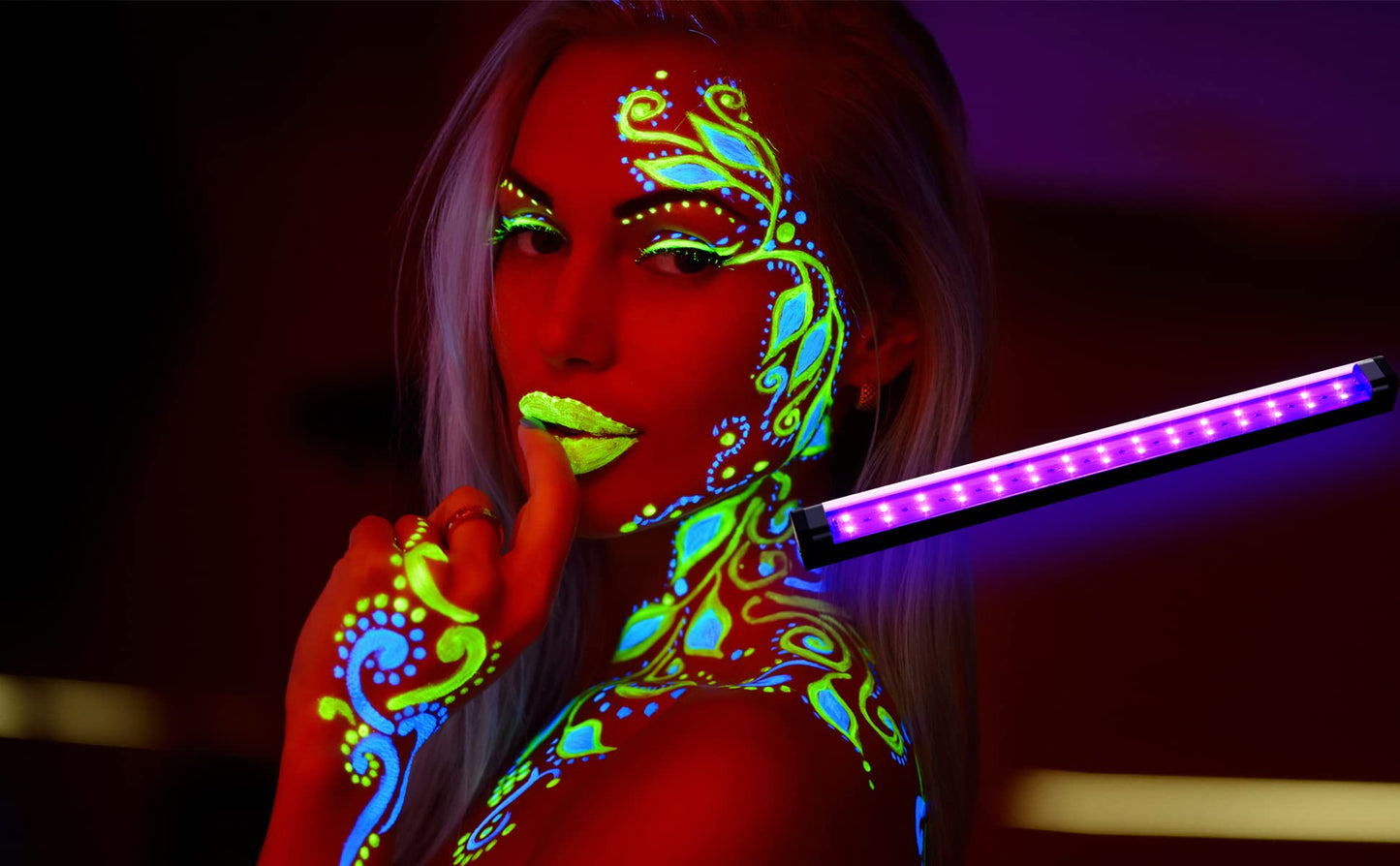 Black Light Bar 10W 1ft LED Blacklight for Fluorescent Tapestry Poster Body Paint Glow Party UV Strip Lights for Cabinet and Display Magnetic THLITURE