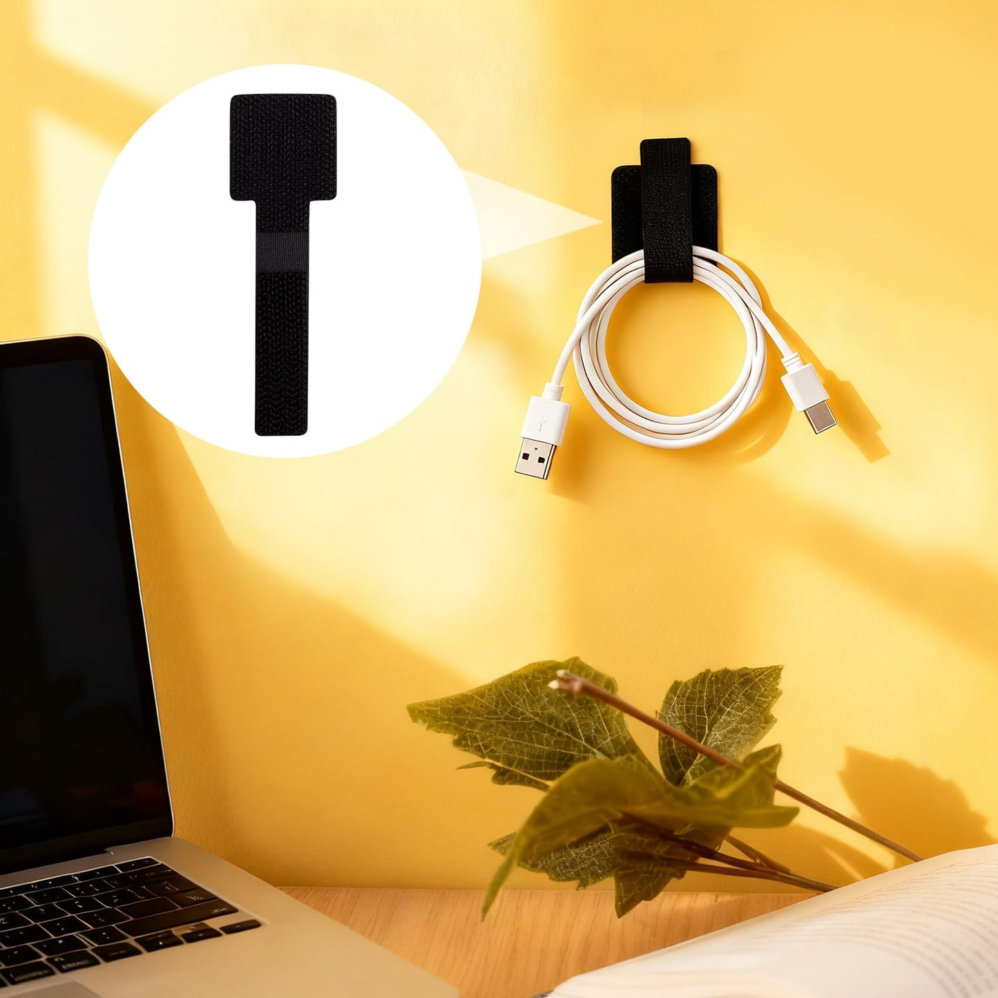 SmallCat 20pcs Hook and Loop Cable Ties, 3.55 Inch Self Adhesive Cable Management Straps for Desktop Network Wires, Adjustable Reusable Appliances
