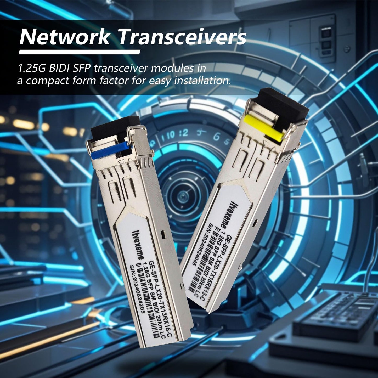 2 Pairs 1.25G BIDI SFP Network Transceiver Module, 1.25 Gigabit Single Mode, LX SM 1310nm 1550nm 20km, Single Fiber Interface for Router, Network
