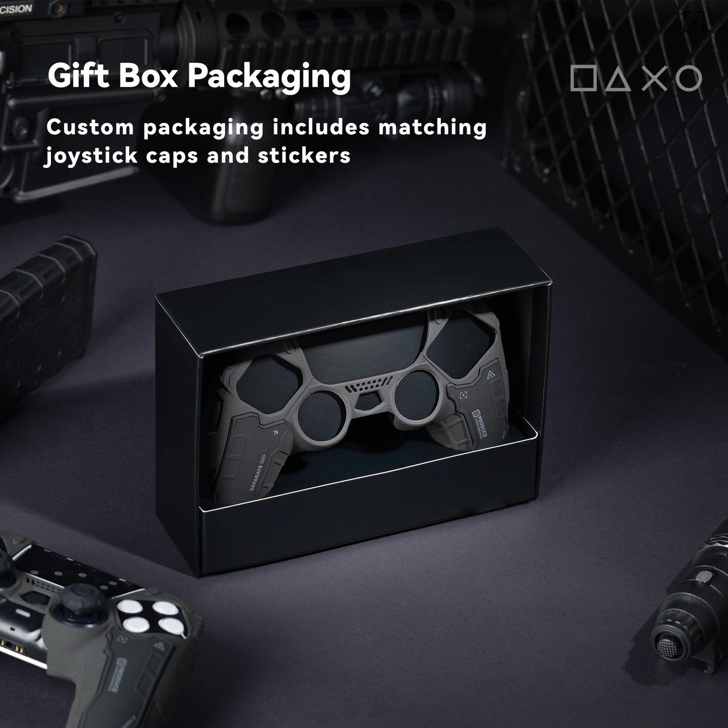 GeekShare G.S.TAC Tactical PS5 Controller Skin Set, Anti-Slip Silicone Protective Cover Skin Case for PS5 Wireless Controller with 2 Thumb Grip Caps