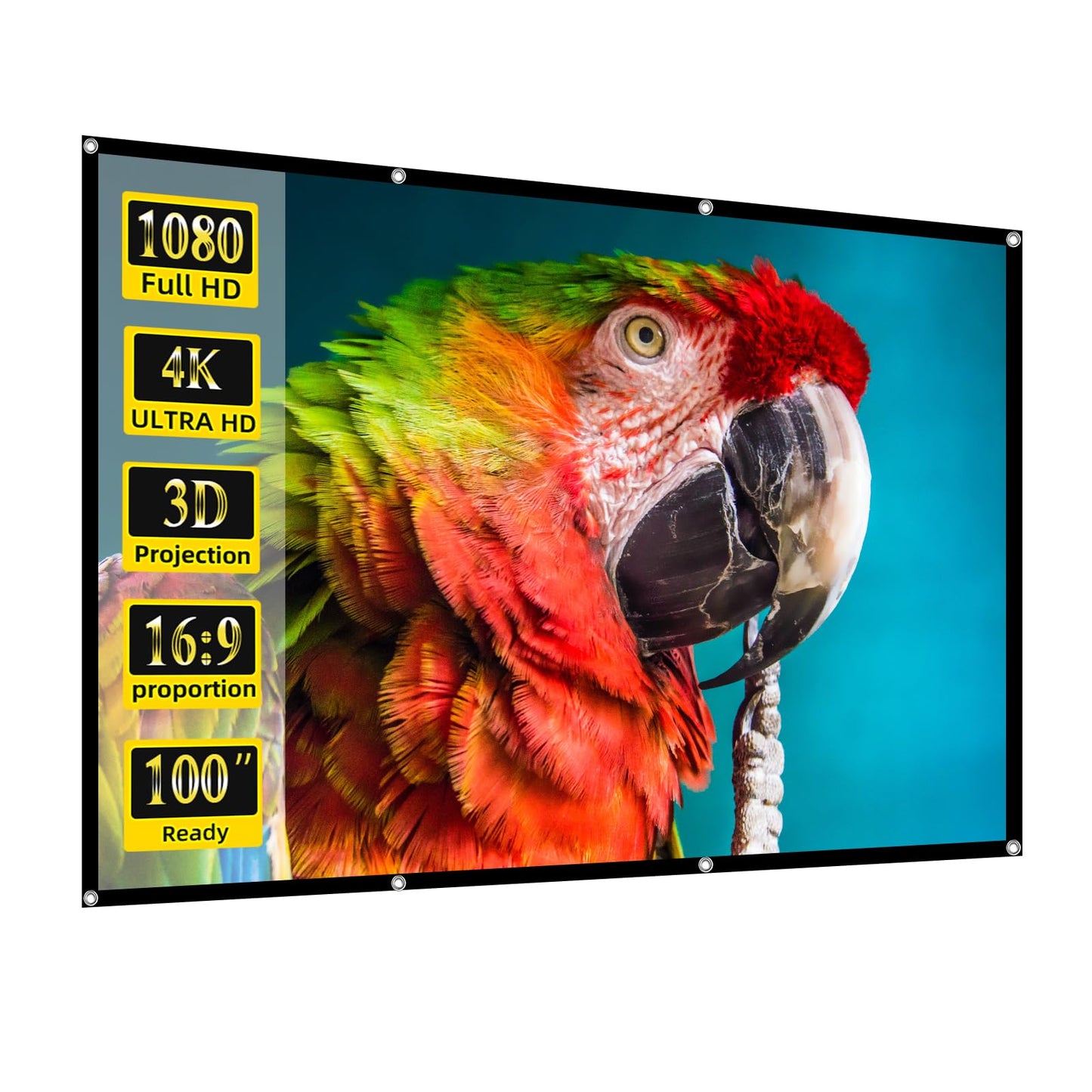 Projector Screen, 100 inch Movie Projector Screen16:9 Foldable Portable Projector Screens for Home Theater, Outdoor, Indoor Party, Office, Weding