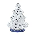 Blue Rose Polish Pottery - Blue Small Dots Tree Luminary - 7.5" Tall - Hand-Painted Polish Pottery Holiday Candle Holder, Unique Festive Décor