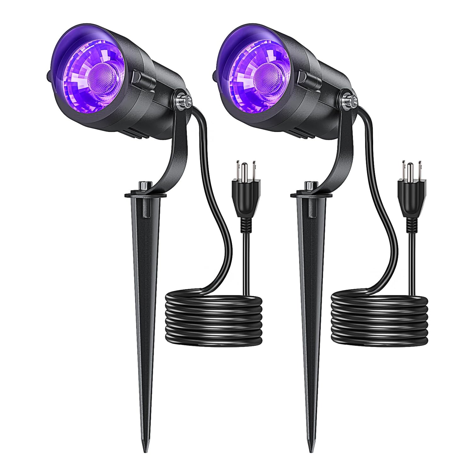 HIBOITEC Halloween Black Light Spotlight Outdoor 12W IP65 Waterproof LED Spot Lights Landscape Lighting with US Plug for Glow Party Body Paint Yard