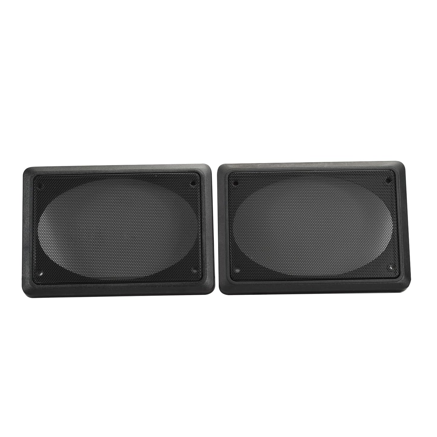 Speaker Grill Covers, 4 x 6 Inches, Black Satin A.B.S. Finish with Metal Mesh, Rectangular Shape, Pair