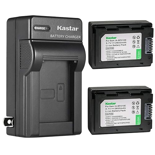 Kastar 2-Pack IA-BP210E Battery and AC Wall Charger Replacement for Samsung HMX-S15BP, HMX-S16, SMX-F40, SMX-F40BN, SMX-F40LN, SMX-F40RN, SMX-F40SN