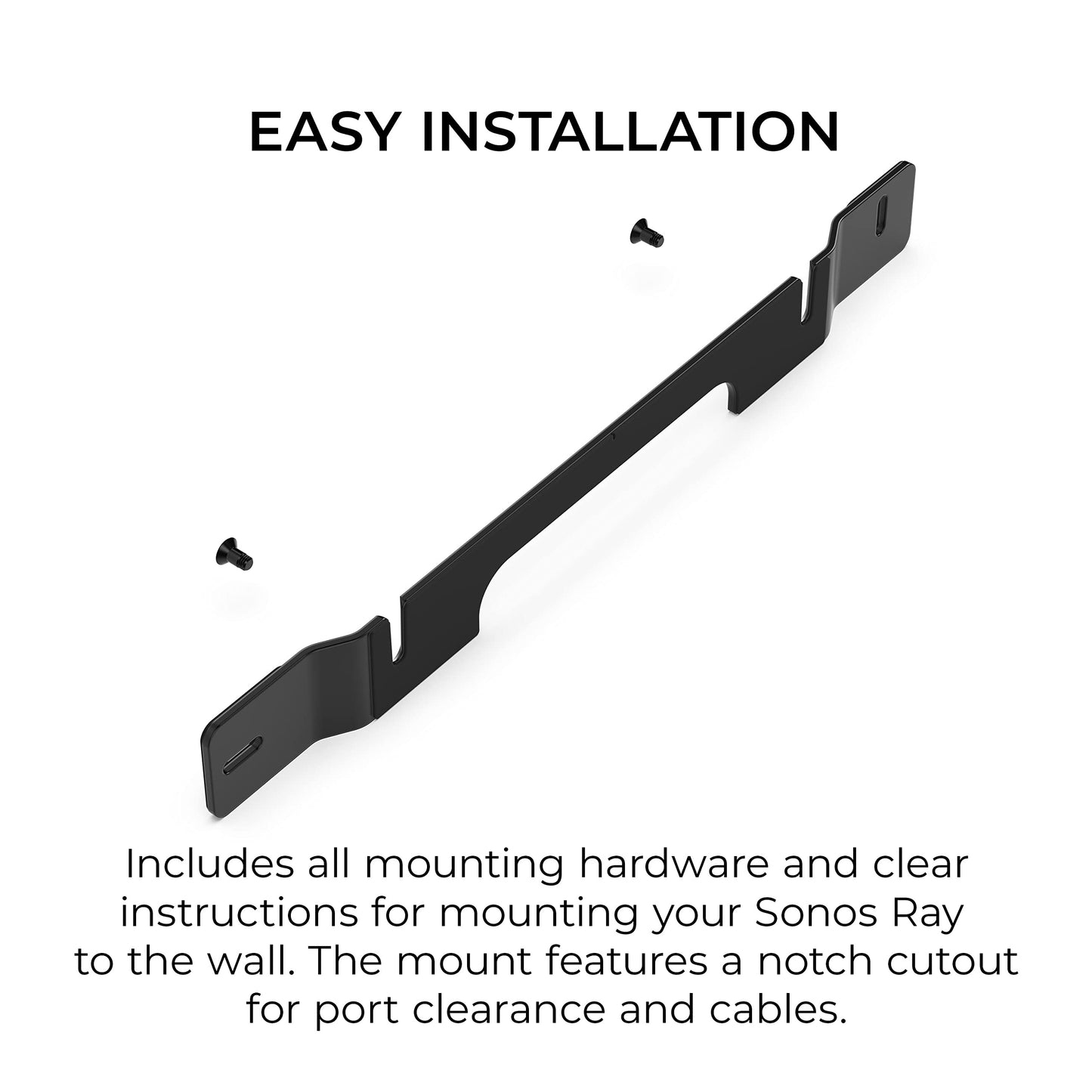 HumanCentric Wall Mount Compatible with Sonos Ray Sound Bar (Black), Mount on Wall Under TV, Floating Style, Hidden Design, Hardware Included