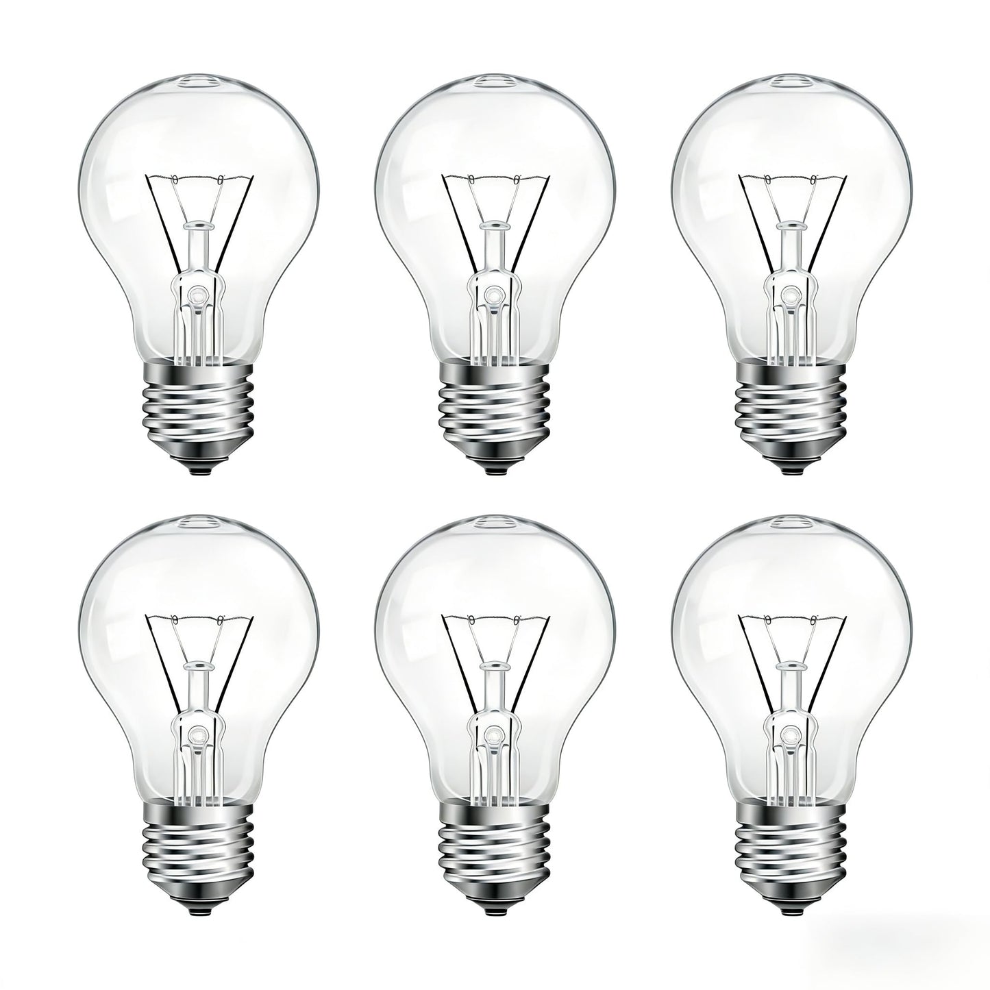NABKRA 60W Incandescent Light Bulbs, A19 Clear Glass E26 Base, 6-Pack