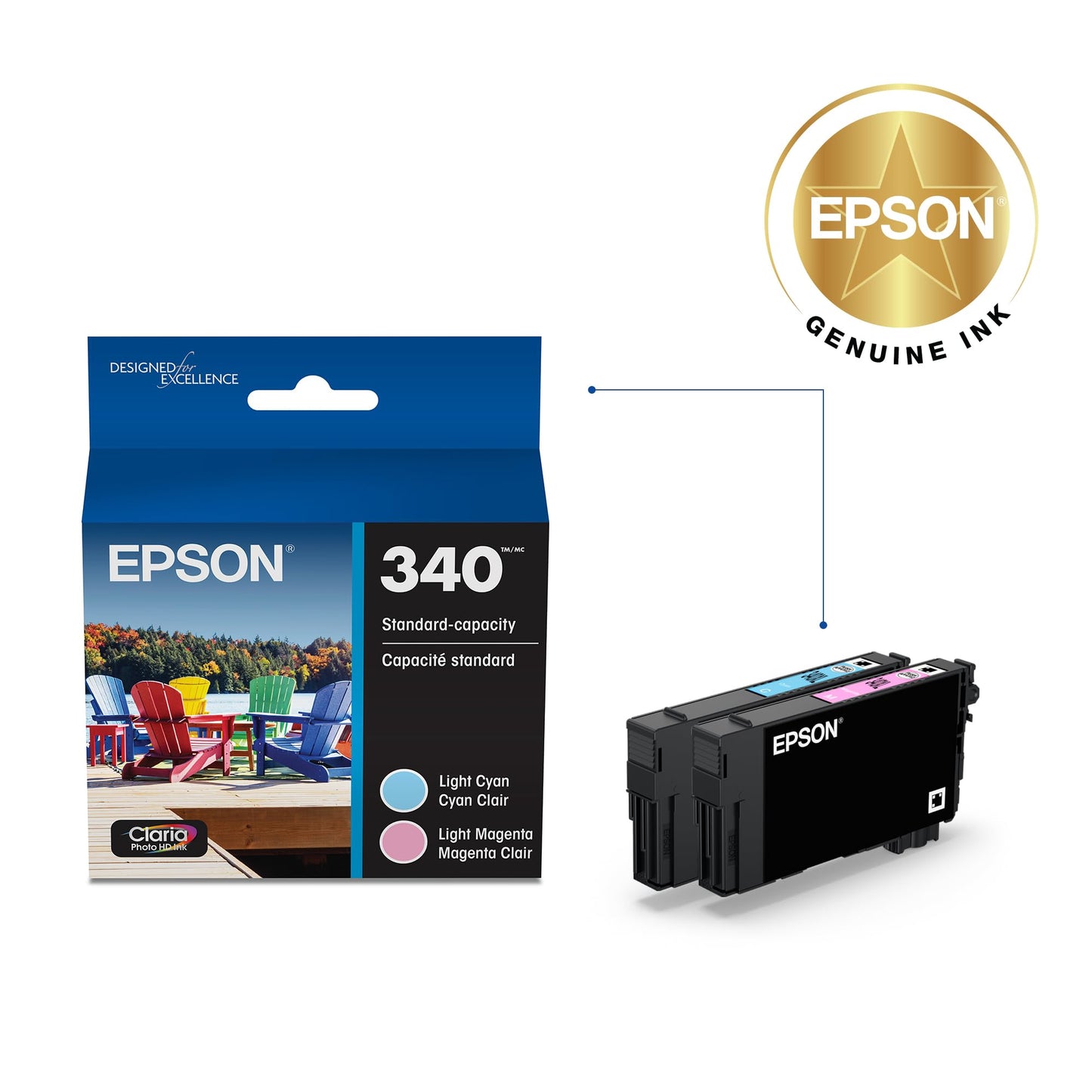 Epson 340 Claria Photo HD Ink Standard Capacity 2 Color Cartridge Combo Pack (T340922-S) Works with Expression XP-8800