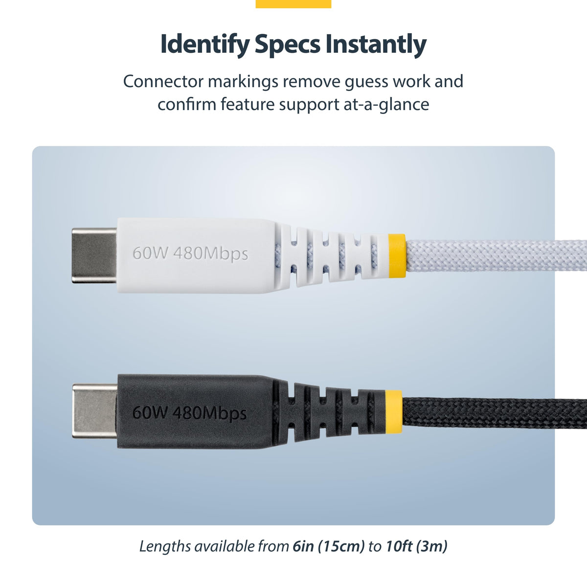 StarTech 5-Pack 3ft/91cm USB-C to USB-C Braided Cable, White (USB2CC3FNCBRW