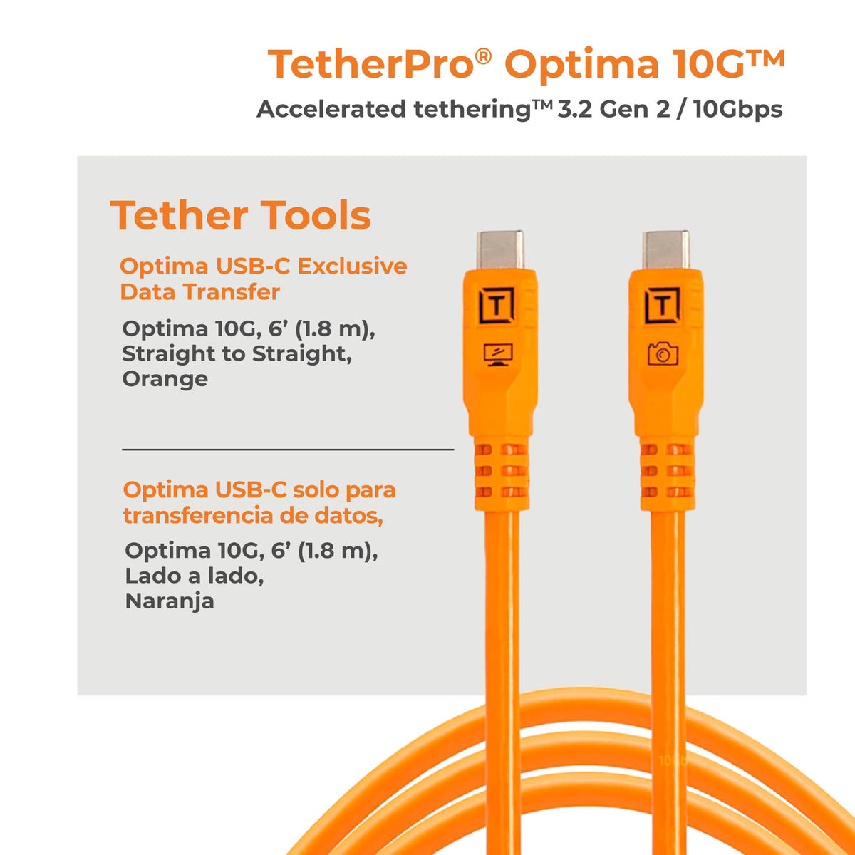 Tether Tools TetherPro Optima 10G USB-C Exclusive Data Transfer Cable