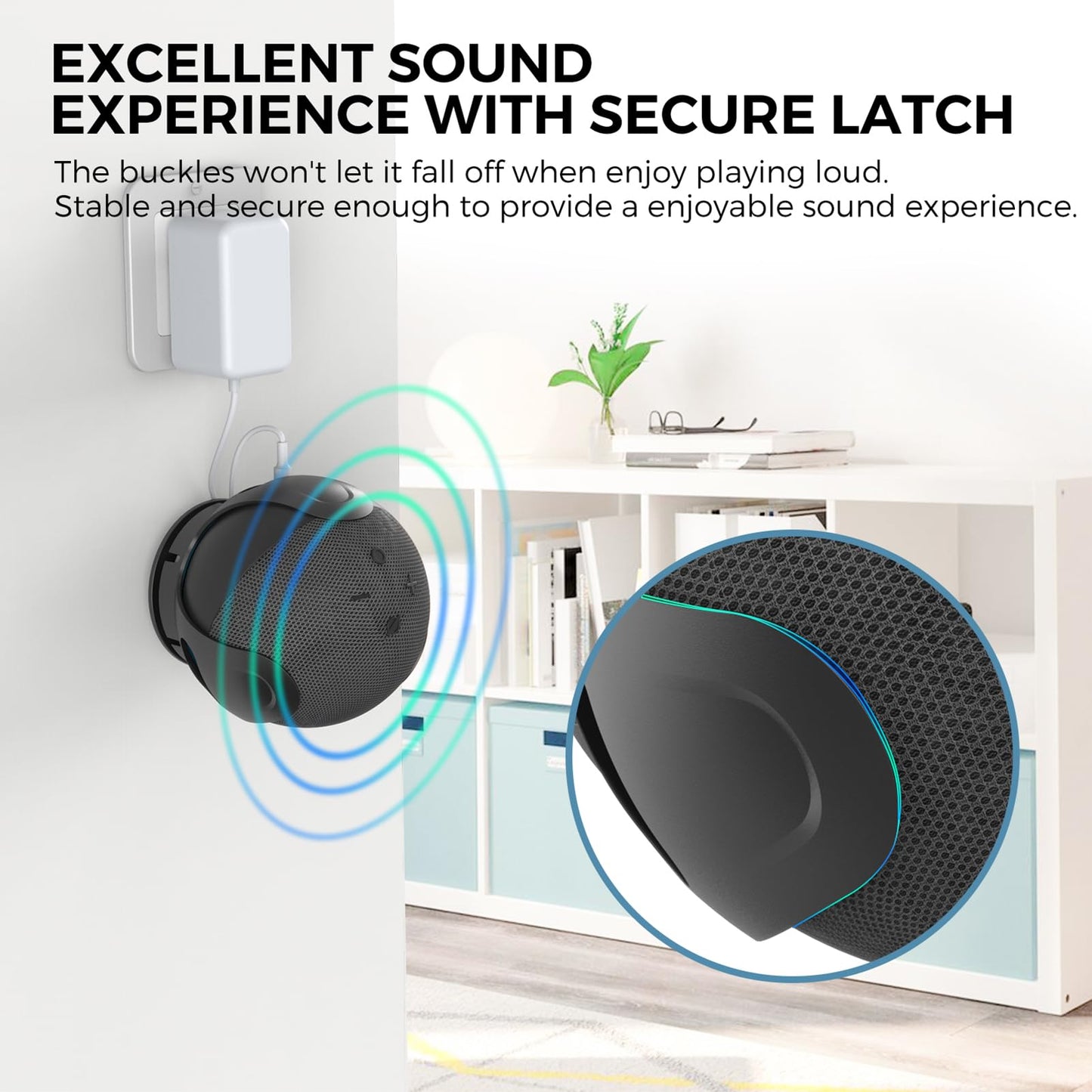 awakentti 2 in 1 Wall Mount Holder Desktop Stand for Echo Dot 4th Generation, Space-Saving Accessories, Sturdy, Outlet Hanger for Dot 4th Gen Smart