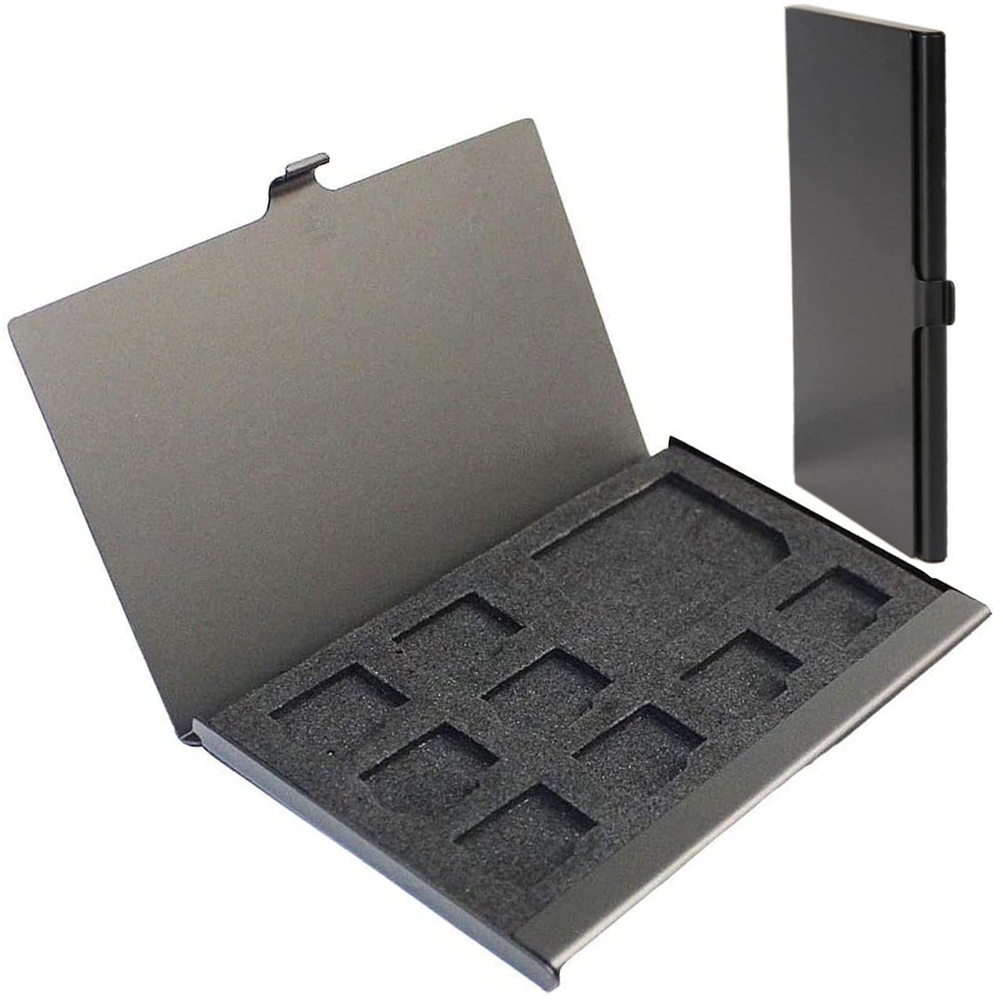 PCTC Aluminum Alloy Hard Shell 9 in 1 Memory Card Holder Case - 9 Slots for SD & TF Cards