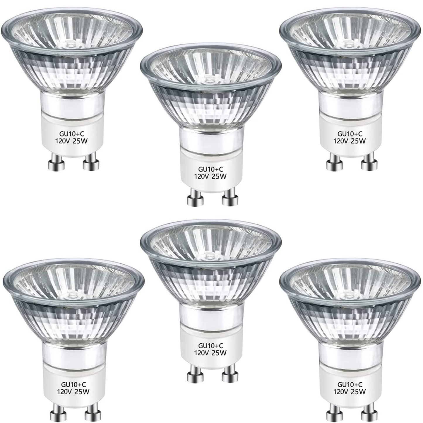 Edearkar MR16 Halogen Light Bulbs (6 Pack) 25W 120V 2500K Warm White Dimmable Flood Light Bulbs GU10 Base MR16 Halogen Bulbs for Family, Stores