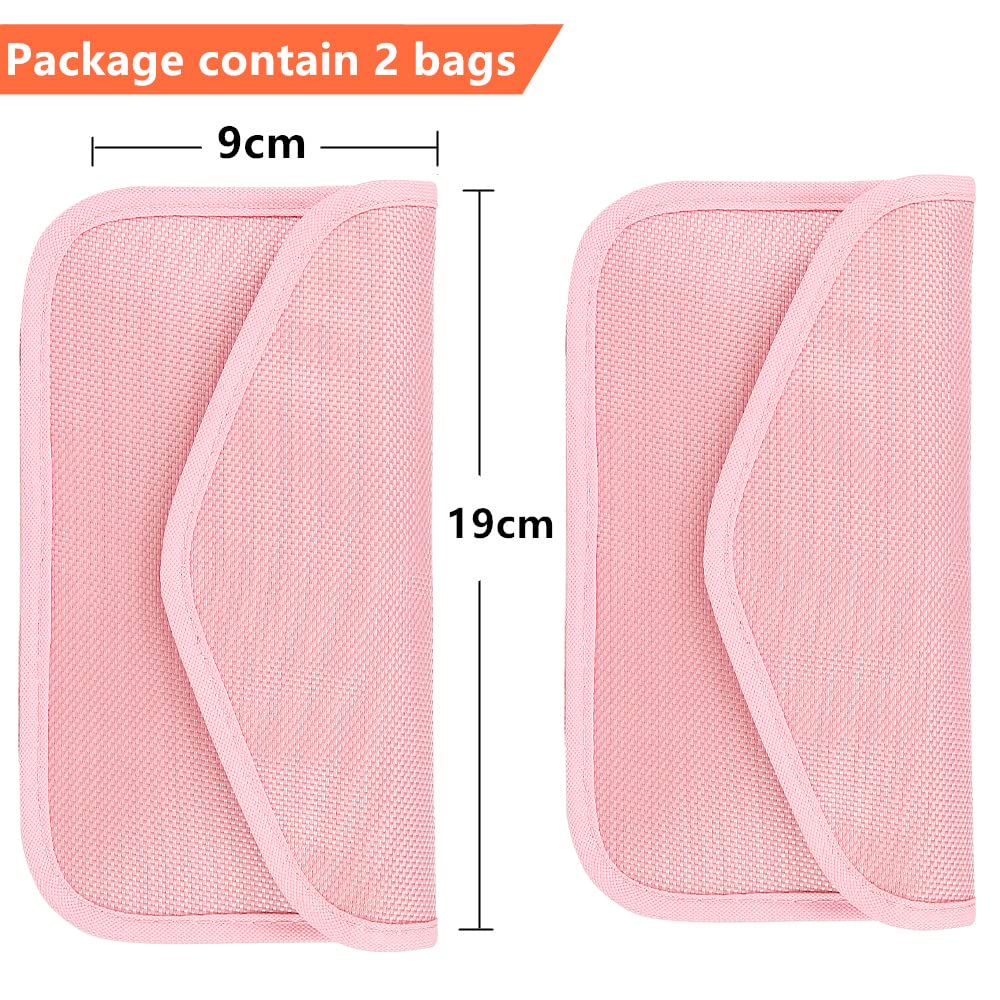Faraday Key Fob Protector (2 Pack), Premium Faraday Bag/Pouch, Car Key Signal Blocker, Signal Blocking Bag for Cell Phone Privacy P (Pink)
