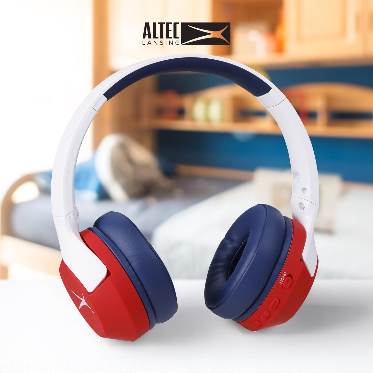 Altec Lansing Kid Safe Noise Cancelling Wireless Headphones 15H Battery, 85dB Volume Limit, Foldable Design Powerful Sound, Active Noise Cancellation
