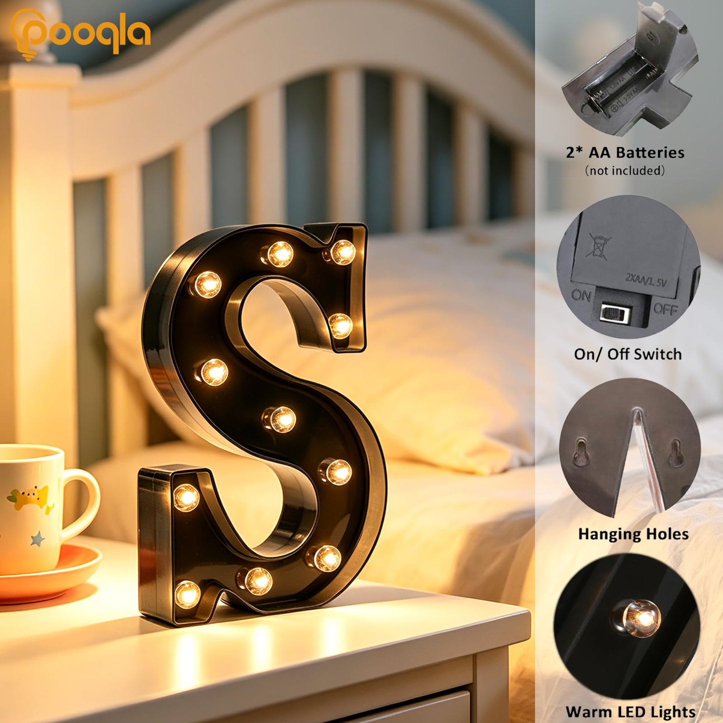 Decorative LED Illuminated Letter Marquee Sign - Alphabet Marquee Letters with Lights For Wedding Birthday Party Christmas Night Light Lamp Home Bar