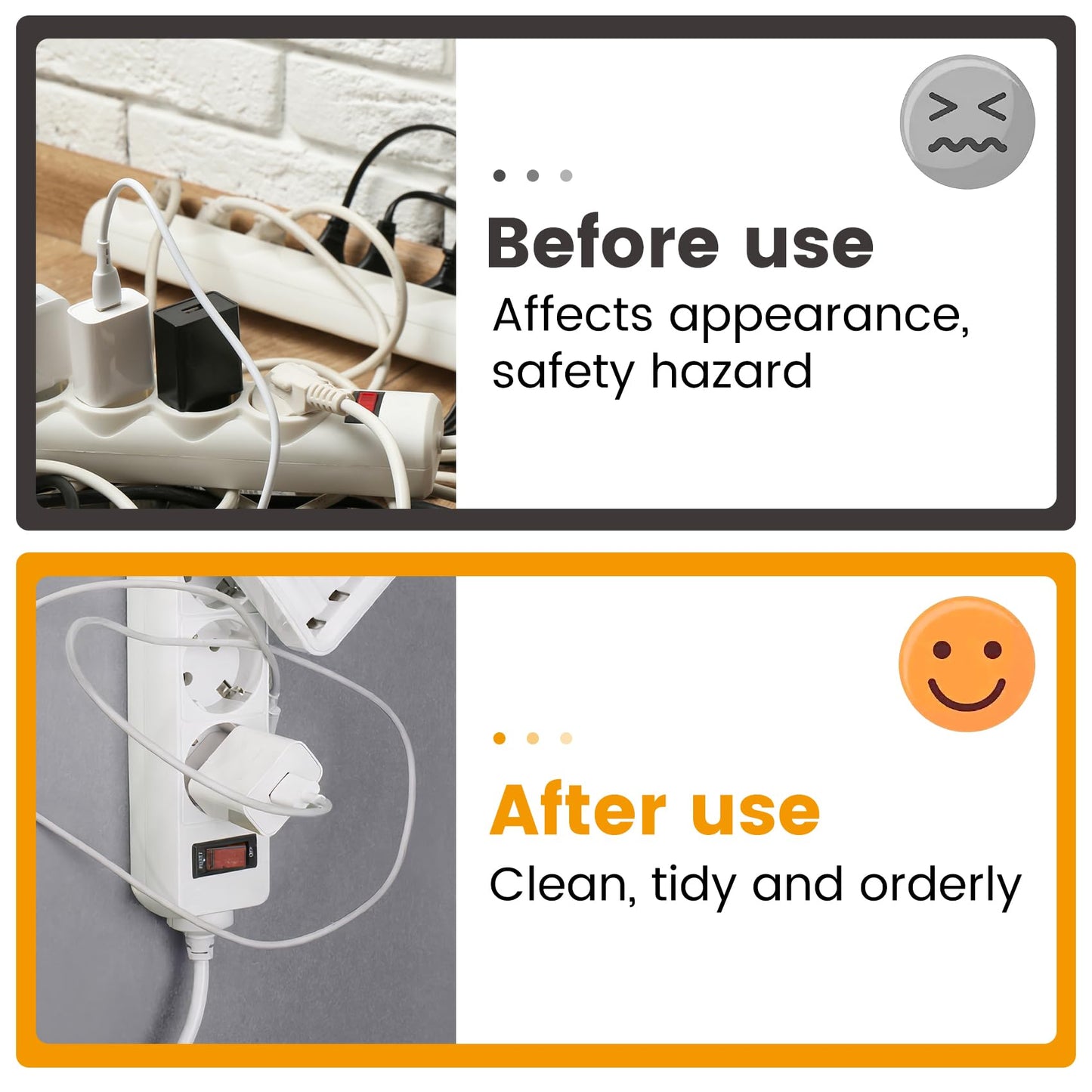 Lekgavd 3pcs Self-Adhesive Power Strip Holder, White No Pre-drilled Desktop Socket Fixer, Wall Mount Desktop Power Stirp Holder for Home Office