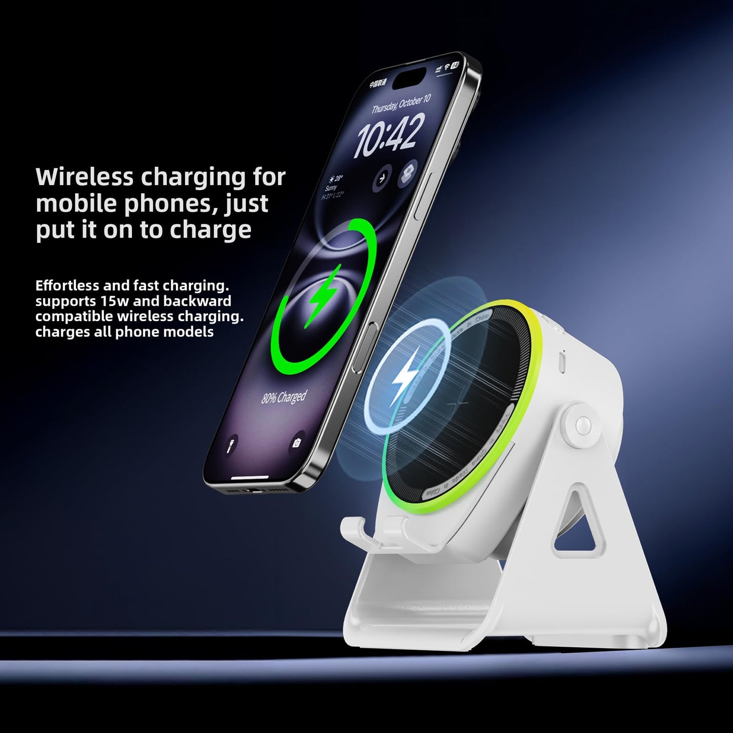 Trail Tail Wireless Induction Speaker,Upgraded Wireless Charging,no Need Bluetooth Phone Holder,RGB LED Light,360° Rotation,Dog Paw Cable Protector,HD
