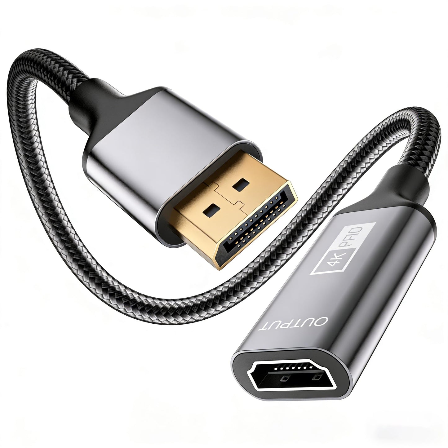 HAOISH 4K HDMI to Displayport Adapter, 1080P@120HZ Uni-Directional Display Port to HDMI for Projectors, Monitors, TVS, Graphics Cards (DP Male -HDMI