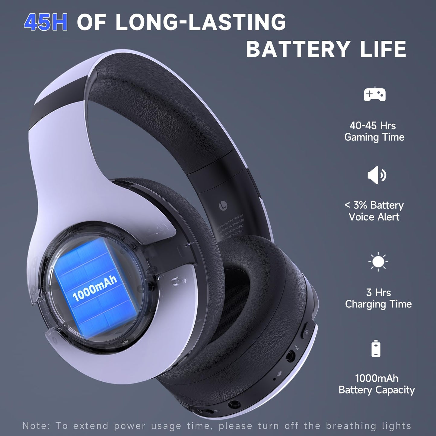 Gtheos Wireless Gaming Headset for ps5, ps4, Elden Ring, PC, Mac, Switch, Bluetooth 5.3 Gaming Headphones with Noise Canceling Microphone, 45H