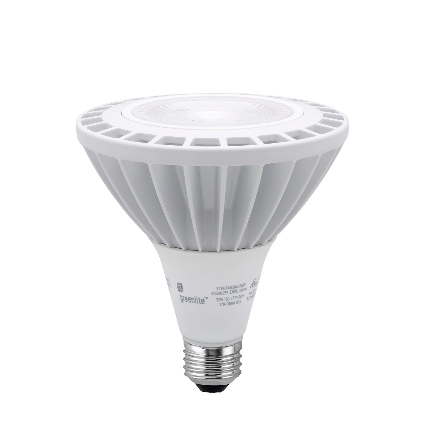 Greenlite 32W LED PAR38 Flood Light Bulb, 250W Equivalent, 3300 Lumens, 4000K Cool White, E26 Medium Base, 120V/277V (1 Pack)