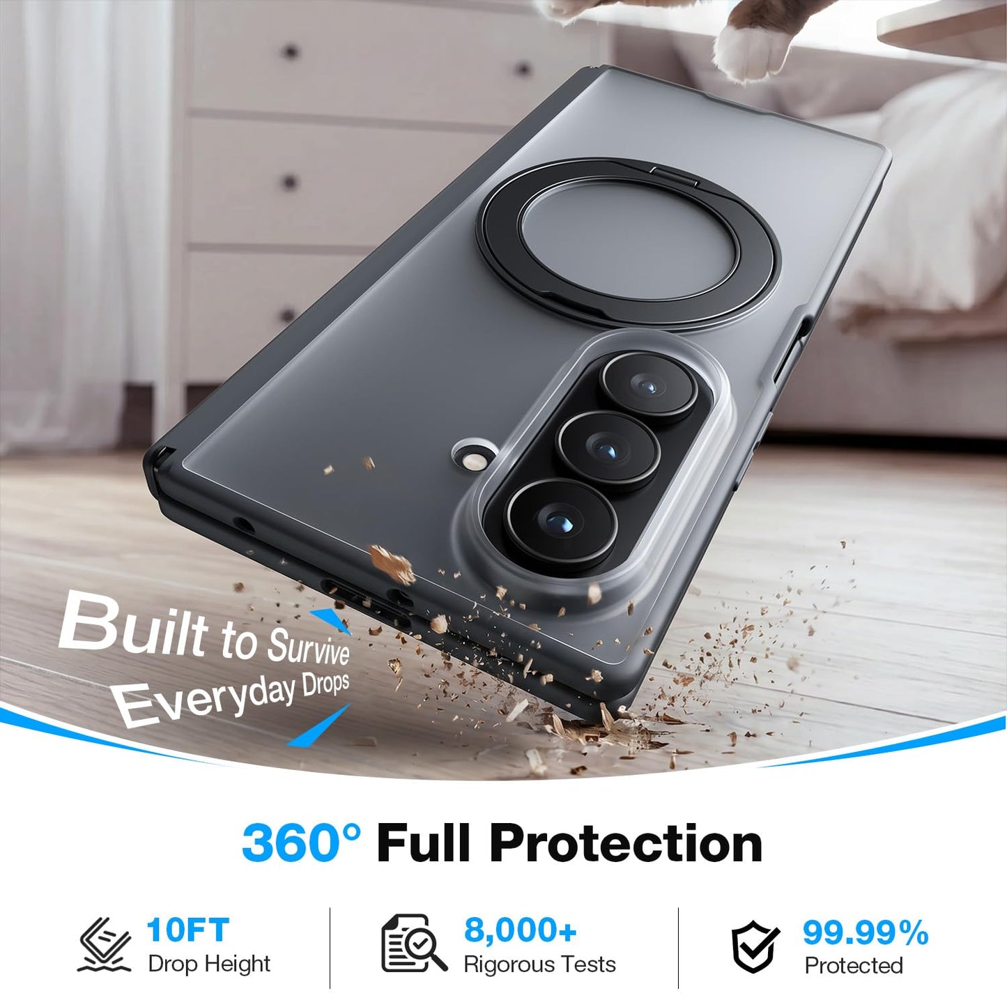 WSKEN Magnetic Case for Samsung Galaxy Z Fold 8 Ultra - 360° Ring Stand