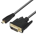 XMSJSIY Micro HDMI to DVI-D Adapter, Male to DVI Connector - 1.8M Cable for Monitor/Display/Projector Video Converter (1 Pack)