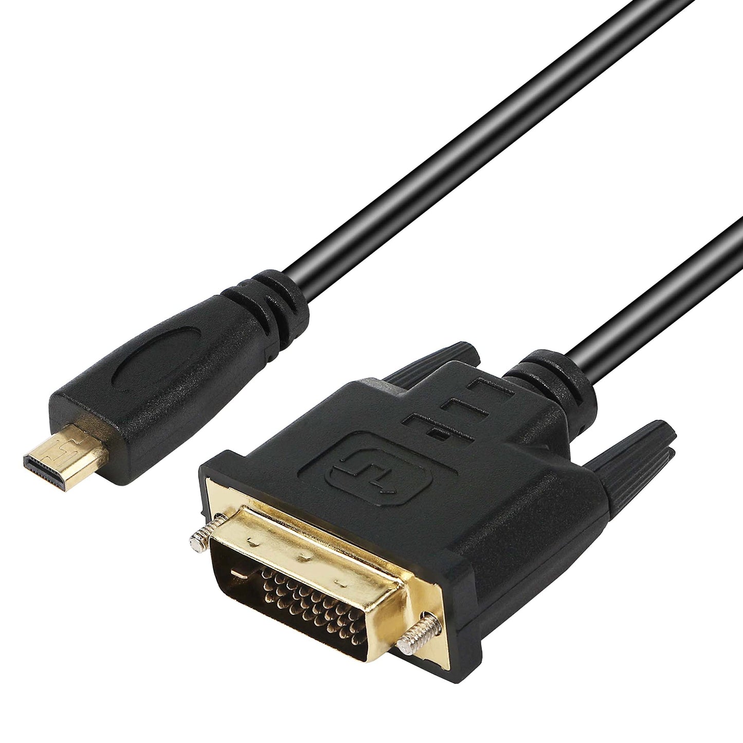 XMSJSIY Micro HDMI to DVI-D Adapter, Male to DVI Connector - 1.8M Cable for Monitor/Display/Projector Video Converter (1 Pack)