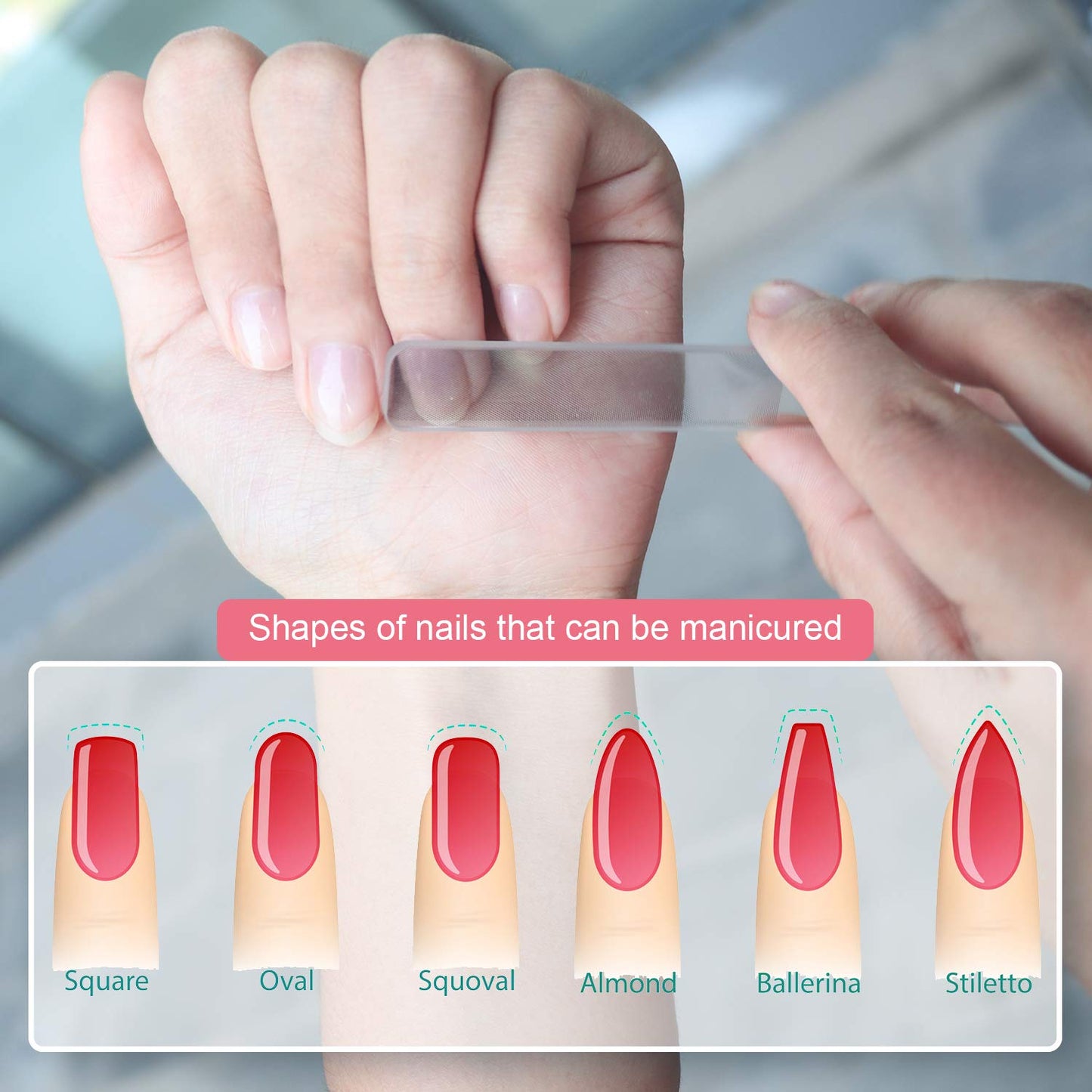 RedFlow Glass Nail File & Buffer Set – 2 Nano Glass Nail Files + 1 Foot File, Professional Manicure Set for Natural Nails & Callus Removal