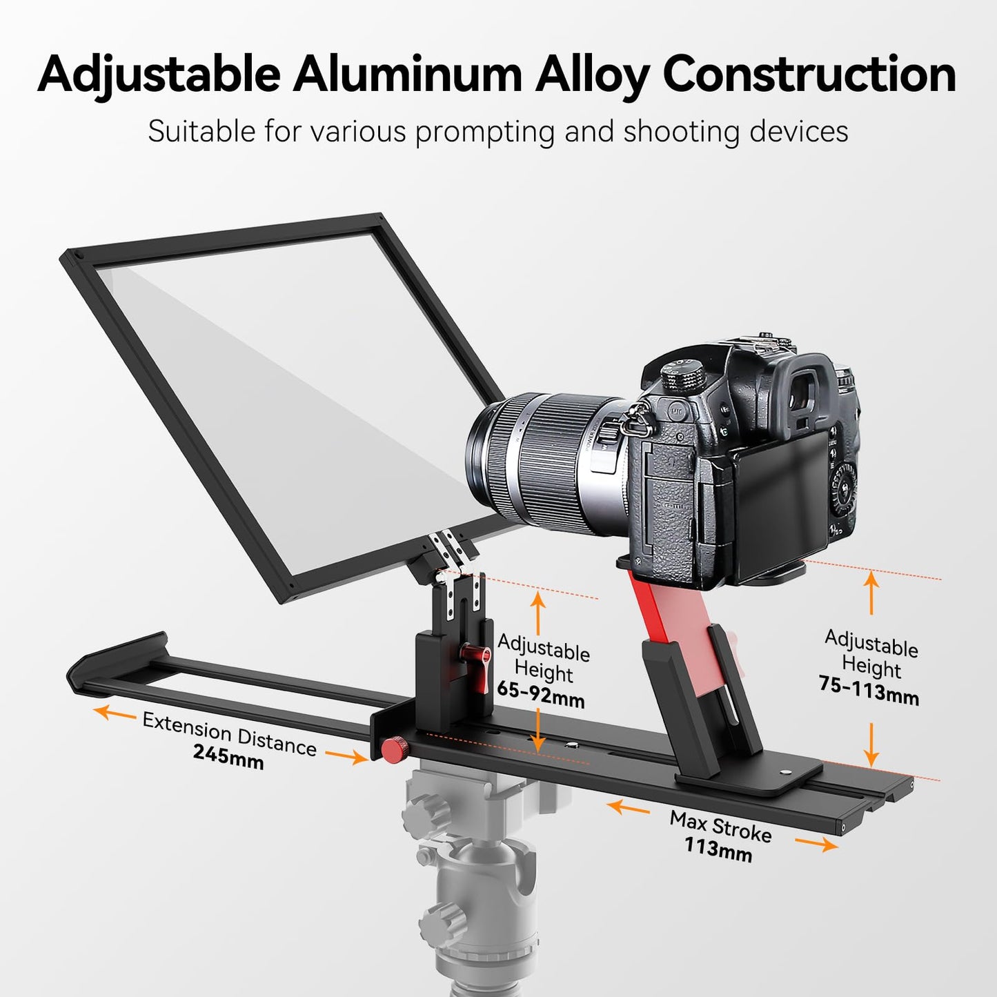 Desview P13 Portable Teleprompter for Camera Compatible with 12.9" Tablets Wireless Remote Control Foldable Sun Hood Lightweight (1.7kg) for Video