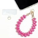 Lokaya Heart Beaded Phone Wristlet | Phone Wrist Strap With Tether Tab | Cute Accessory for Phone, AirPods, Bag, Keys, Cameras - Hot Pink