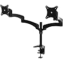 2xhome - New Extra Long Dual Extension Arms 3 Way Three-secetioned Ergonomic Fully Eight Adjustable Desk Pole Mount Bracket Desktop Flat Panel Clamp