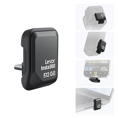 Insta360 Quick Reader 512GB Portable SSD - External USB-C Memory Stick Ace Pro 2, X5, X4 Air, iPhone, Android, Computer, Co-Developed with Lexar