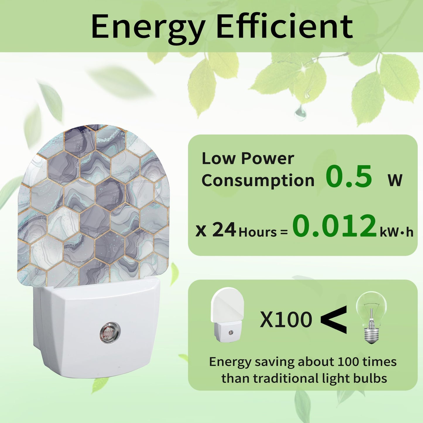 ZTHLL Hexagon Golden Blue Marble Night Light, Night Light Plug into Wall with Dusk to Dawn Sensor, LED Lamp Energy Saving Lights for Men Women Boys