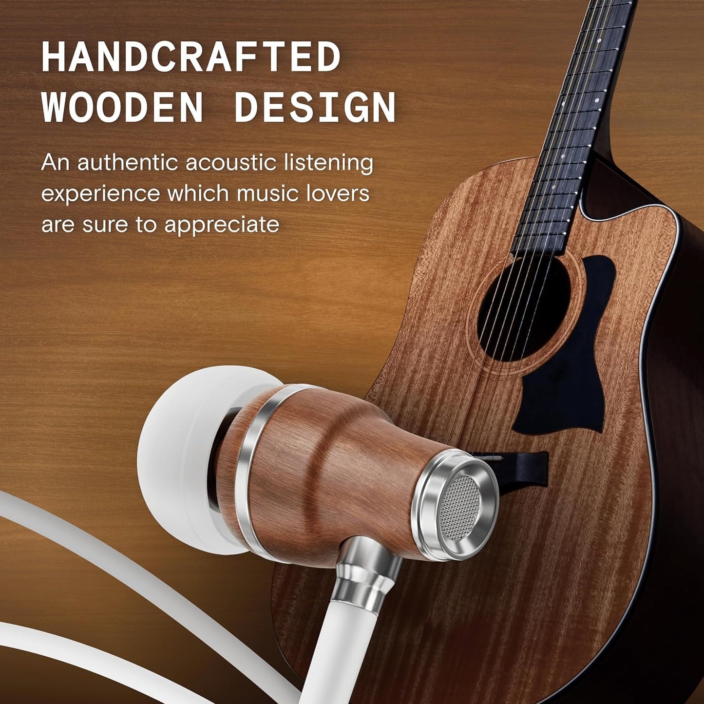 Symphonized Premium Wooden Lightning Headphones for iPhone 14, 13, or lower - Wired Earbuds Lightning Cord with Microphone & Volume Control, iPhone