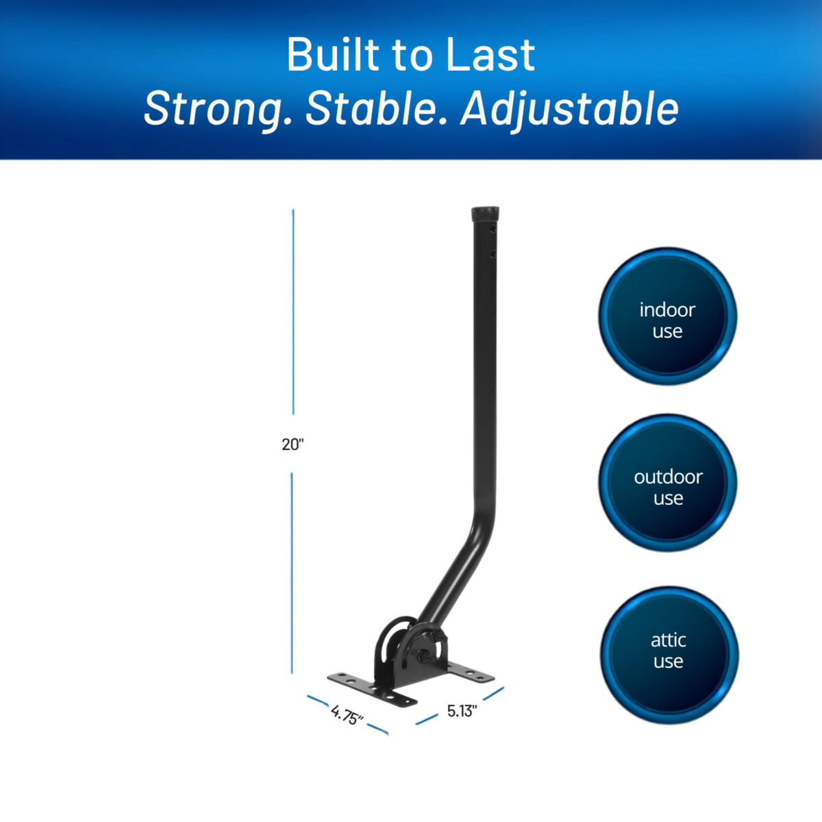 Antennas Direct ClearStream Universal Mast, 20-inch, Black