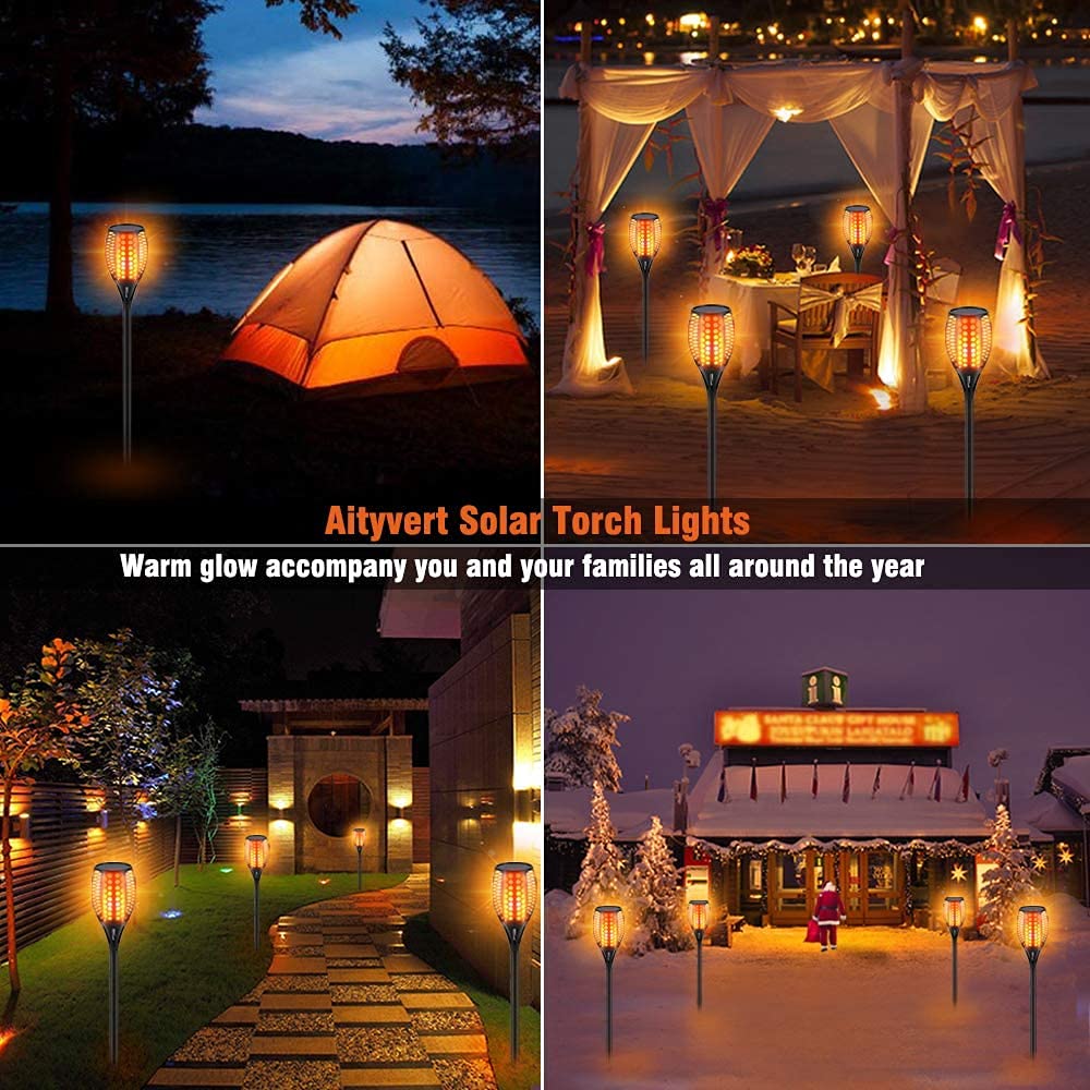 Aityvert Upgraded Larger Solar Torch Lights, Waterproof Outdoor Dancing Flames Light, Flickering Flames Garden Lights, Landscape Decoration Pathway
