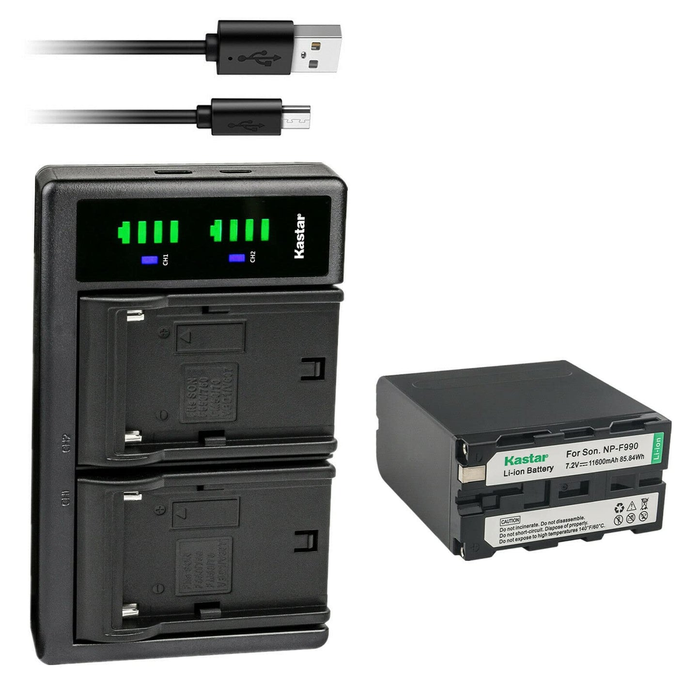 Kastar NP-F990 Battery 1-Pack and LTD2 USB Charger Compatible with Sony CCD-TRV26 CCD-TRV27 CCD-TRV300 CCD-TRV3000 CCD-TRV315 CCD-TRV35 CCD-TRV36