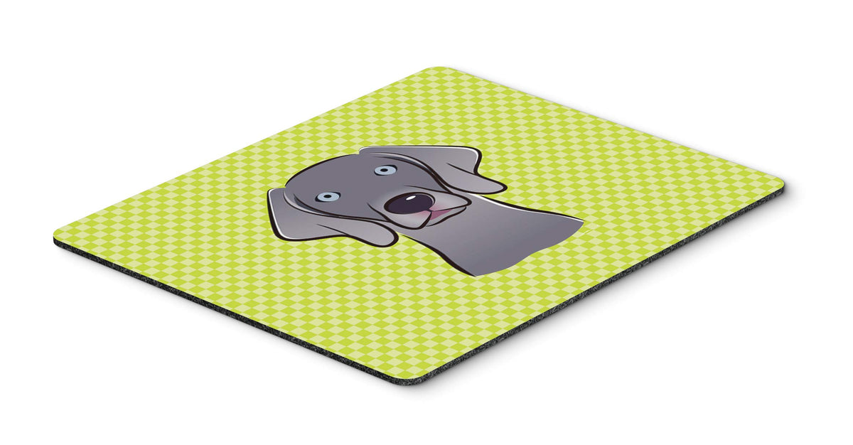 Caroline's Treasures BB1293MP Checkerboard Lime Green Weimaraner Mouse Pad, Hot Pad or Trivet for Home Office Gaming Working Computers Laptop Mouse