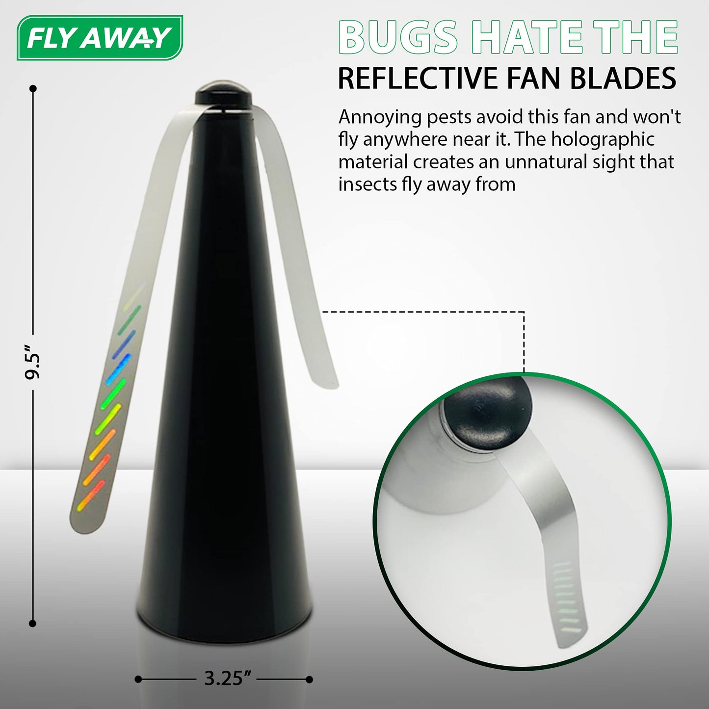Fly Away - 2 Pack Outdoor Fly Repellent Fan, Outside or Inside Table use, Restaurant, Barbeque, Events, Deter Flies, Wasps, Bees, Other Moscas