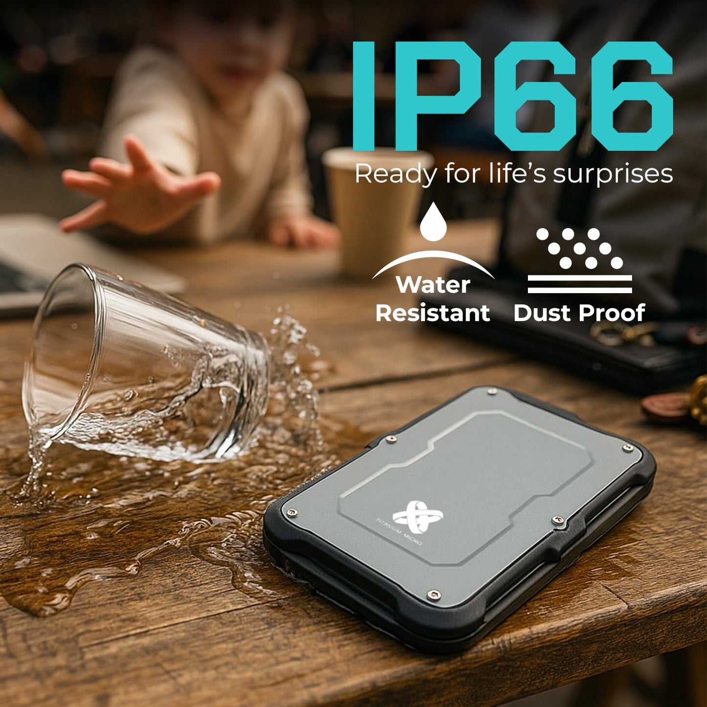 Titanium Micro 500GB External SSD, Titanium One Portable SSD - Up to 550MB/s, USB 3.2 Gen 2 USB-C USBA, Rugged IP66 Water Drop Resistance, External