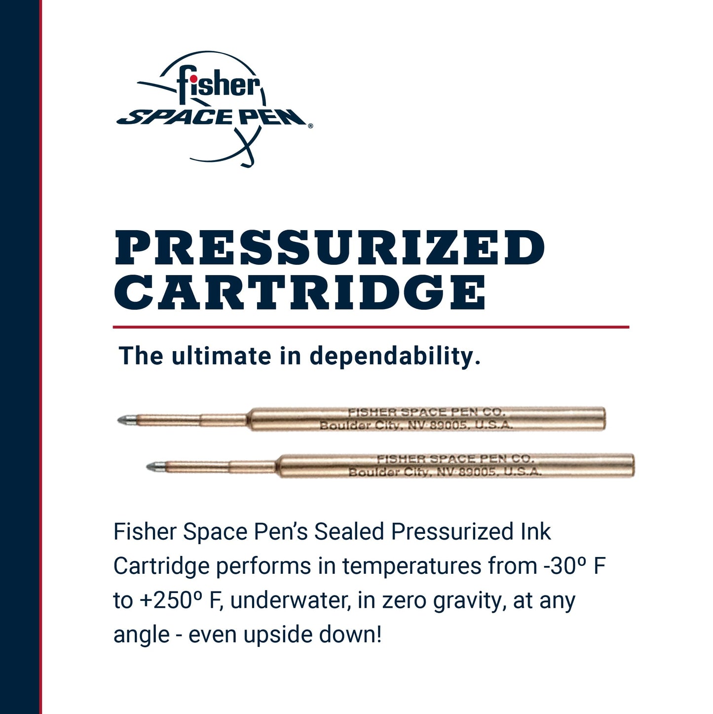 Fisher Space Pen Medium Point Pressurized Cartridge Refill, 2 Pack
