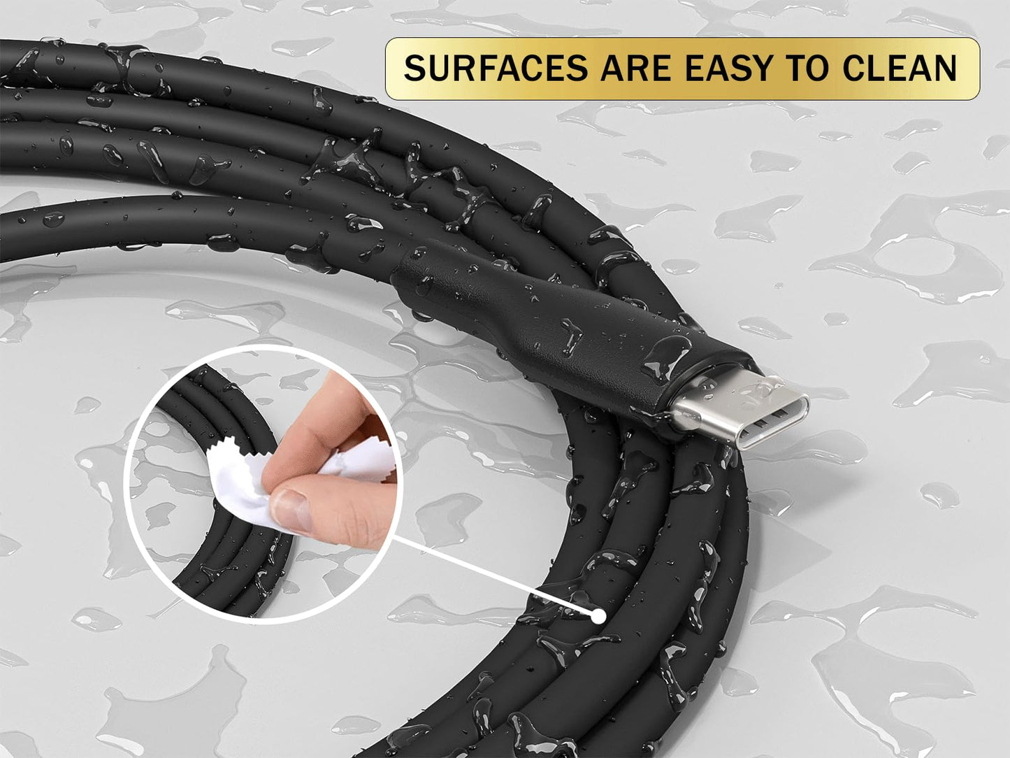 Cable Leader 1m Soft Silicone USB Cable USB C to USB C Cable, 60W, 480mbps, USB 2.0, Black